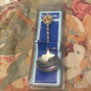 Silver-Tone Scalloped Serving Spoon with Floral Accent